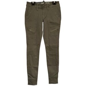 New* Warehouse One Zipper Utility Olive Green Women's Skinny Stretch Jeans